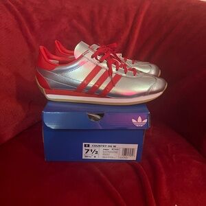 Adidas Metallic Silver and Red OG Country Women’s